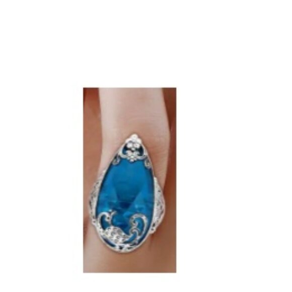 Caribbean Quartz (Triplet) Peacock Ring ( 25.90 ctw) - Size 7 - Picture 4 of 4